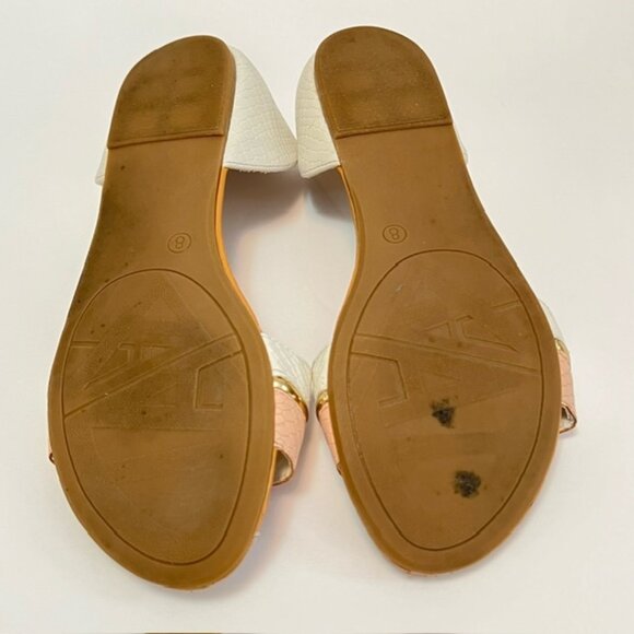 Andiamo Womens Pupil Slide-on Sandals Pink & White with Gold Accent Size 8 - Picture 6 of 6